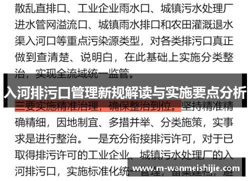 入河排污口管理新规解读与实施要点分析